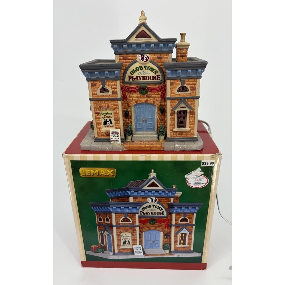 Lemax 45770 Olde Town Playhouse Porcelain Christmas Village Building Light Up